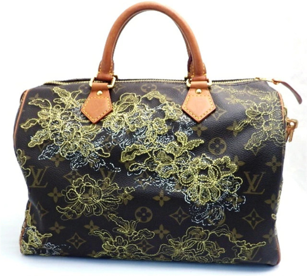 LOUIS VUITTON Monogram Dentelle Speedy Gold